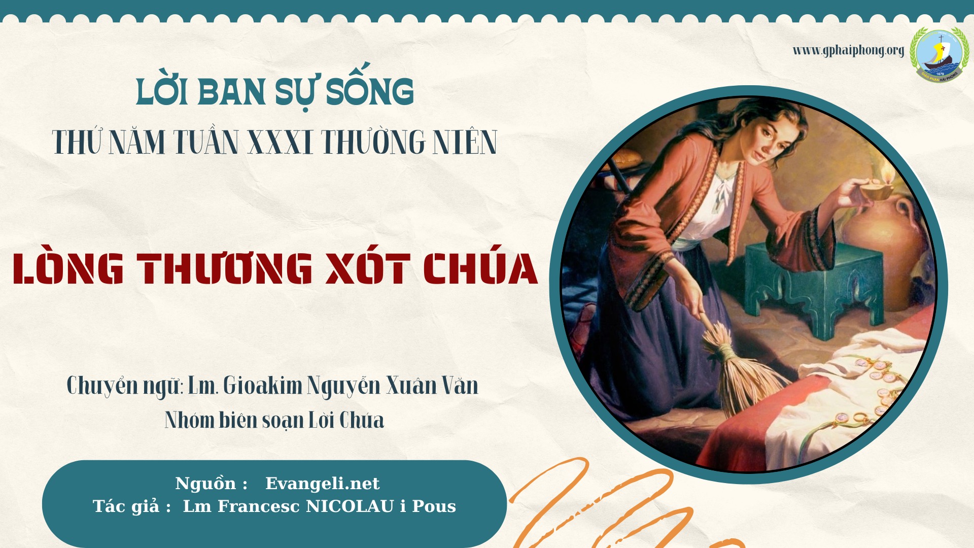 Lời ban Sự sống: Lòng thương xót Chúa_Thứ Năm Tuần XXXI Thường niên